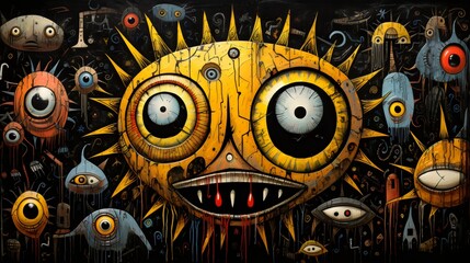 Surreal Assembly of Whimsical Eyeball Characters