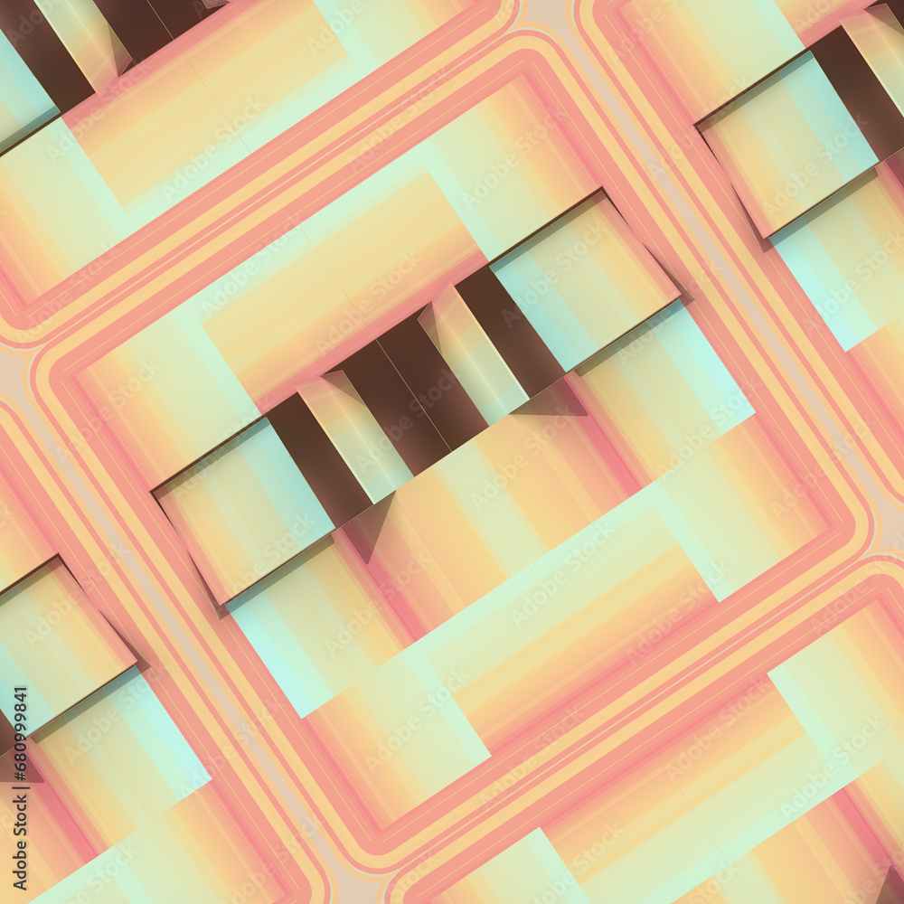 Aufkleber Close-up of a wall with a symmetrical pattern on it. Modern concept illustration background. 3d rendering