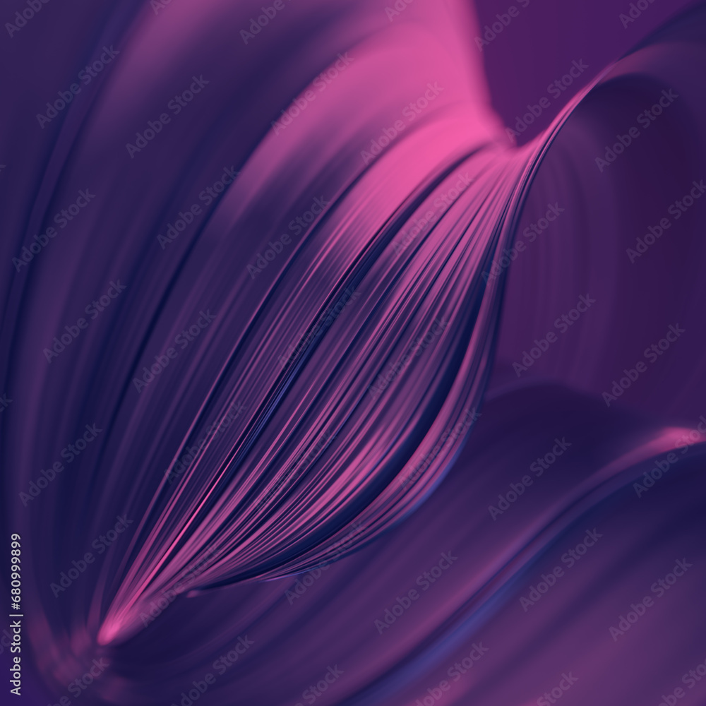 Poster 3d rendering illustration of purple spiral shape. digital background