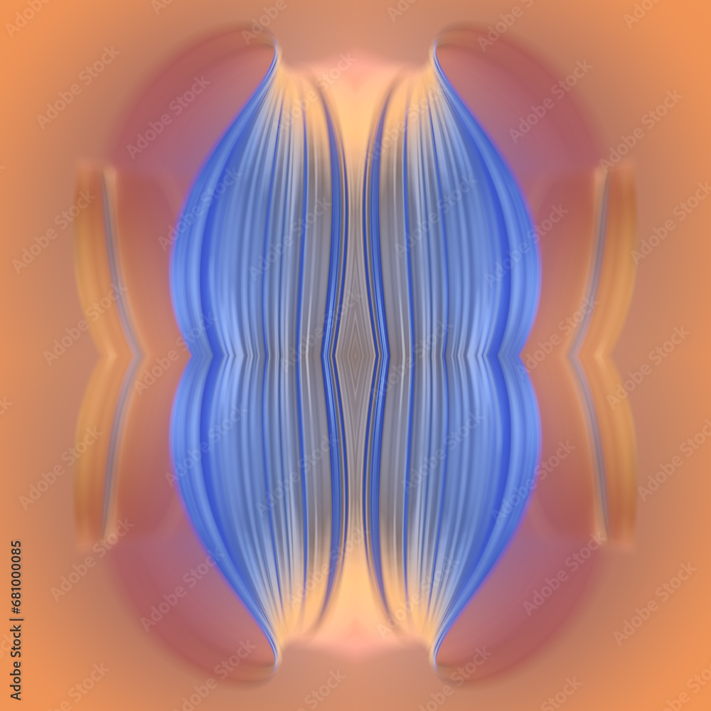 Poster Abstract symmetrical composition with an emphasis on the interplay of colors and shapes. 3d rendering illustration