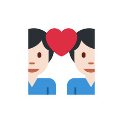 Fototapeta premium Couple with Heart: Man, Man, Light Skin Tone