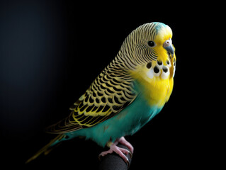 Budgerigar Studio Shot Isolated on Clear Black Background, Generative AI