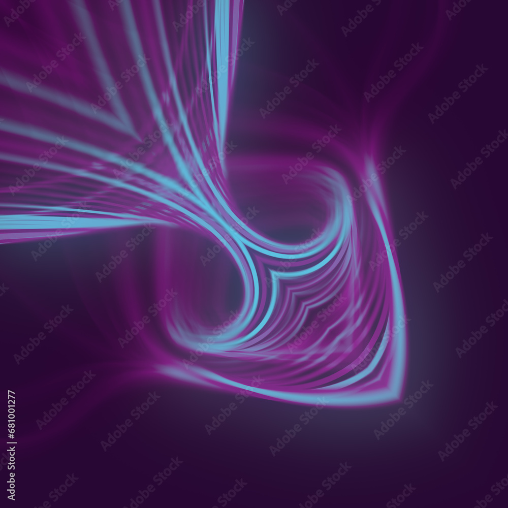Poster a purple and blue abstract digital illustration of a series of lines. 3d rendering background