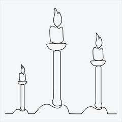 Continuous line hand drawing vector illustration candle