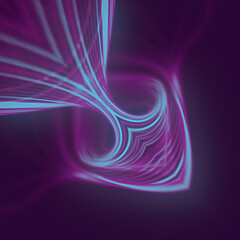 A purple and blue abstract digital illustration of a series of lines. 3d rendering background