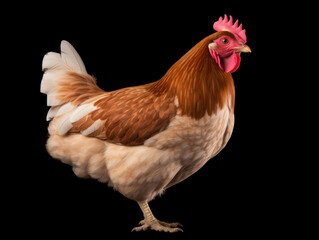 Fototapeta premium Chicken Studio Shot Isolated on Clear Black Background, Generative AI