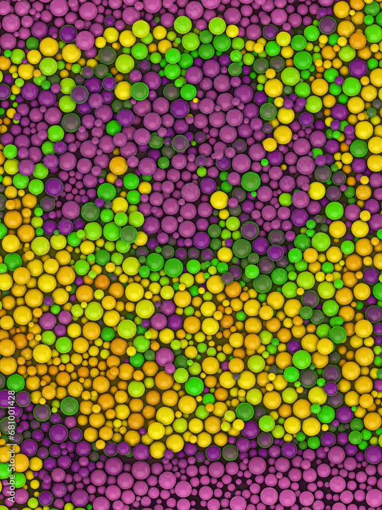 Poster Beautiful background of multicolored spherical particles. 3d rendering digital illustration
