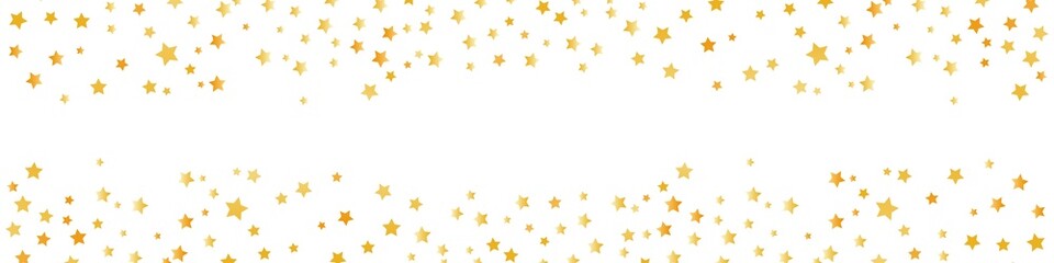 Glitter golden stars frame on transparent background. Luxury elegant design elements. Gold stars random luxury sparkling confetti. Christmas background