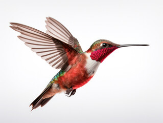 Hummingbird Studio Shot Isolated on Clear White Background, Generative AI