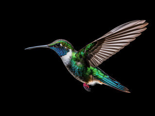 Obraz premium Hummingbird Studio Shot Isolated on Clear Black Background, Generative AI