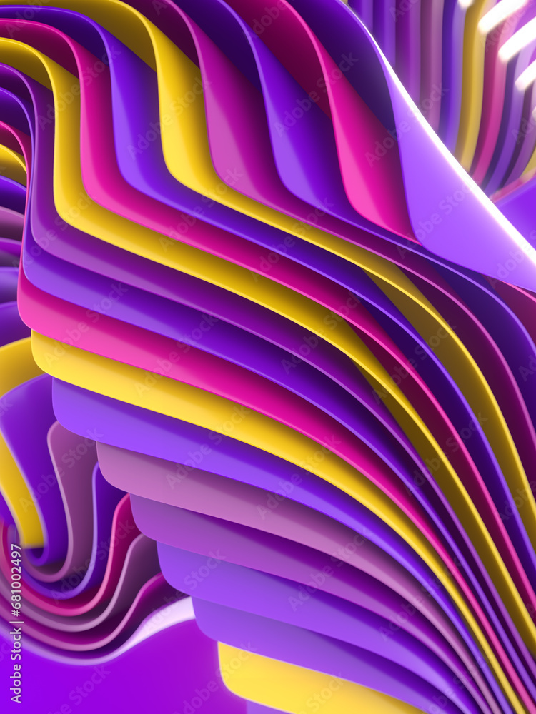 Poster Pattern of a stack of multicolored paper that resembles a work of art. 3d rendering digital illustration