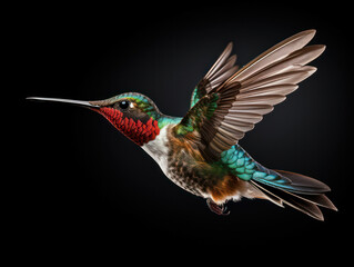 Fototapeta premium Hummingbird Studio Shot Isolated on Clear Black Background, Generative AI