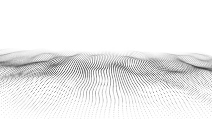 Futuristic wave of black smoothly moving dots on a white background. Vector EPS10 - obrazy, fototapety, plakaty