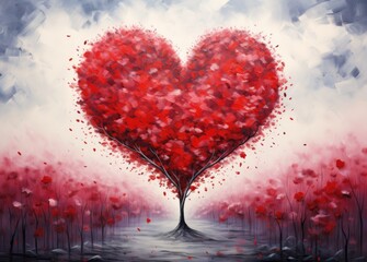 A Beautiful Heart-Shaped Tree on a Canvas
