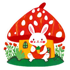 Bunny with Mushroom House