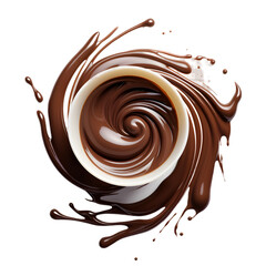 Melted Chocolate swirl whirlpool isolated on transparent background