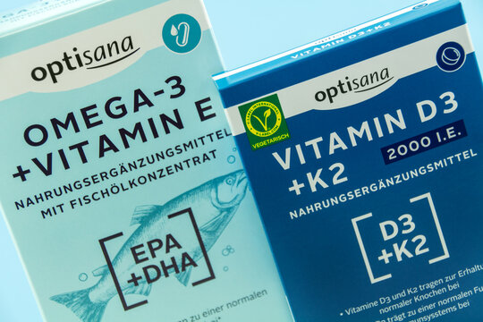 Optisana Omega-3 und Vitamin E Kapseln  Nahrungserg&auml;nzungsmittel mit Fisch&ouml;lkonzentrat und Vitamin D3 und K2