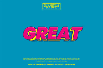 Fototapeta premium Editable text effect Great 3d cartoon template style modren premium vector
