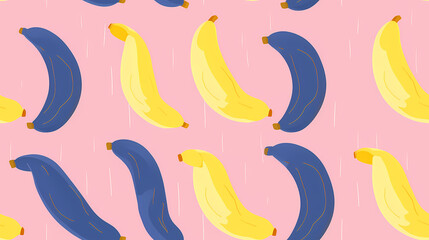 Risograph-Druck mit Bananen, minimalistisch, nahtloses Muster