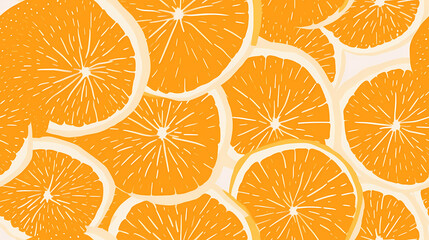 Risograph-Druck mit Orangen, minimalistisch auf orangefarbenem Hintergrund, nahtloses Muster