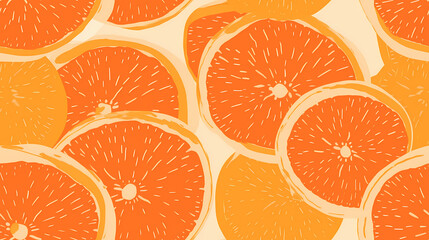 Risograph-Druck mit Orangen, minimalistisch auf orangefarbenem Hintergrund, nahtloses Muster - obrazy, fototapety, plakaty