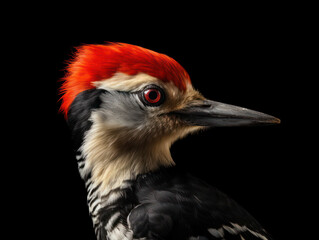 Obraz premium Woodpecker Studio Shot Isolated on Clear Black Background, Generative AI