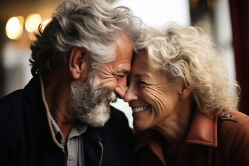 Attractive senior couple love each other and celebrate St. Valentines Day