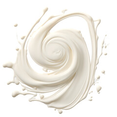 White cream or paint swirl whirlpool isolated on transparent background