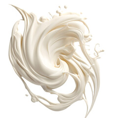 White cream or paint swirl whirlpool isolated on transparent background