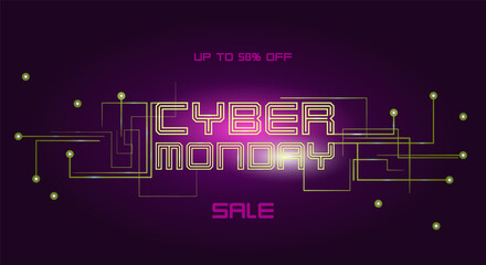 Cyber Monday sale horizontal card for business promotion