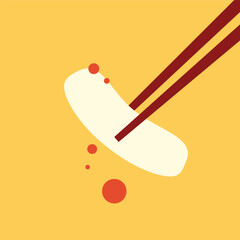 Tteokbokki Noodle vector. Korean food. Spicy rice cake. Tteokbokki logo design.