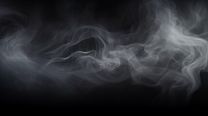 Abstract smoke misty fog on isolated black background. Texture overlays.