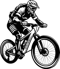 Naklejka premium Monochrome mountain bike on white background