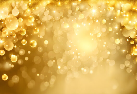 gold luxury background with bright sparkles and bubbles suitable for christmas, sales or product backdrop