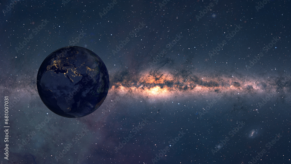 Canvas Prints the earth from space milky way in the background 