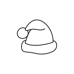 Hat Santa Claus, thin line design. Christmas hat, linear symbol