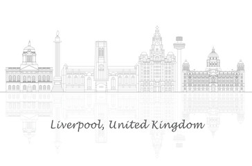 Naklejka premium Outline Skyline panorama of Liverpool, United Kingdom - vector illustration