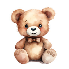 Watercolor Teddy bear isolated on isolated on transparent background