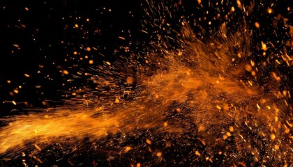 detail of fire sparks isolated on black background - obrazy, fototapety, plakaty
