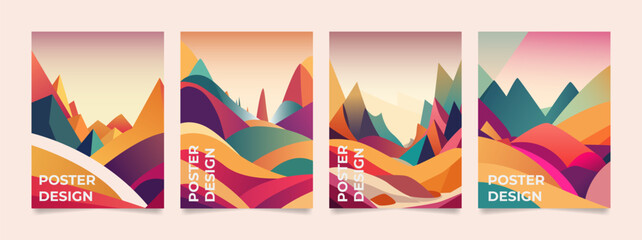 Fototapeta premium Abstract Background Illustration Poster Design Template poster and Magazine. Trendy Abstract Colorful Geometric and Collage with Typography for Cover, book, social media story, and Page Layou
