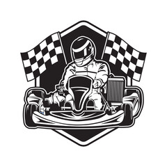 Go Kart racing vector illustration in colorful design, good for event logo, t shirt design and racing team logo
