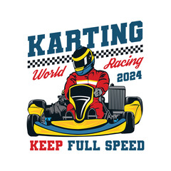 Go Kart racing vector illustration in colorful design, good for event logo, t shirt design and racing team logo - obrazy, fototapety, plakaty