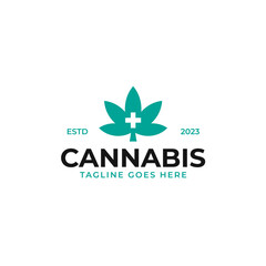 Medical Cannabis Logo Design Concept Vector Illustration Symbol Icon