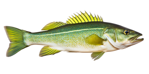 river, lake fish green perch on isolated background 