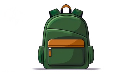 green camping backpack icon on white background illustration