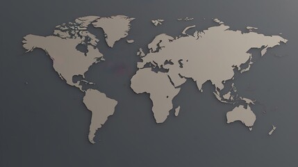 Fototapeta na wymiar Gray blank world map. Isolated on white background.