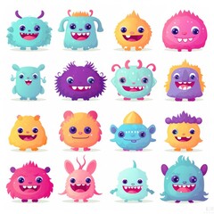 Obraz premium A Colorful Gathering of Playful Monsters With Enormous Eyes