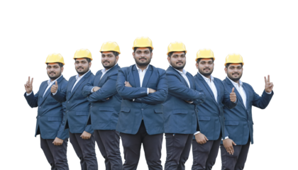 Collection portraits of Civil engineer man in black suit