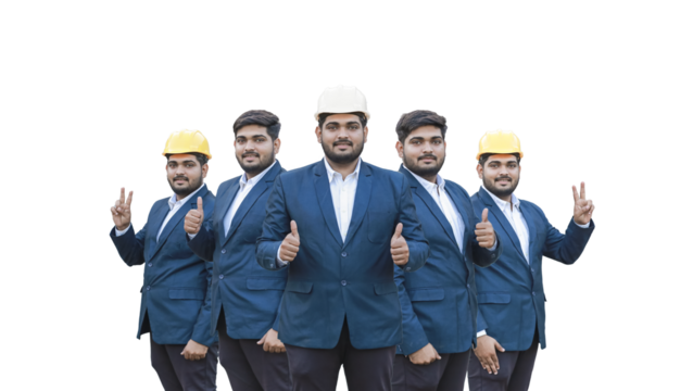 Collection portraits of Civil engineer man in black suit