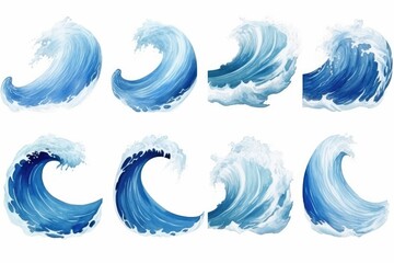 Fototapeta premium Blue Waves Dancing on a Blank Canvas